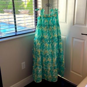 THML Tie Shoulder Printed Dress NWOT